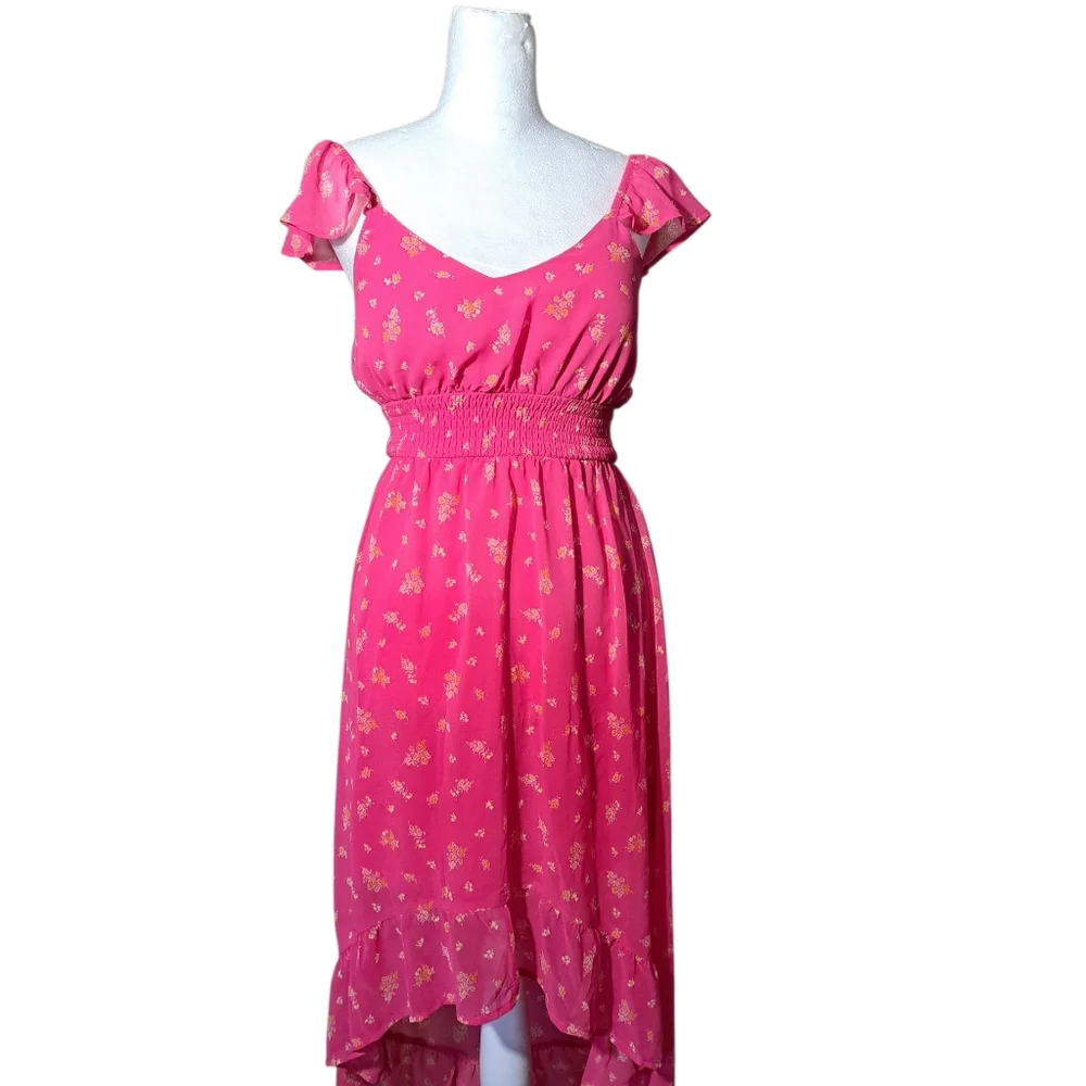 NWT SZ XS FLORAL DRESS WITH STRETCH BODICE (SEE PICS FOR SLIGHT FLAW) - Picture 14 of 16